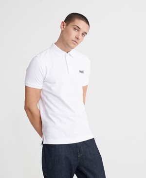 Superdry Organic Cotton Classic Pique Férfi Póló Fehér | SGFJR2154